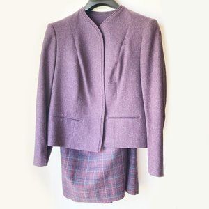 Pendleton Vintage Wool Suit Purple Plaid Plus Jacket Skirt Set Classic Tartan 16